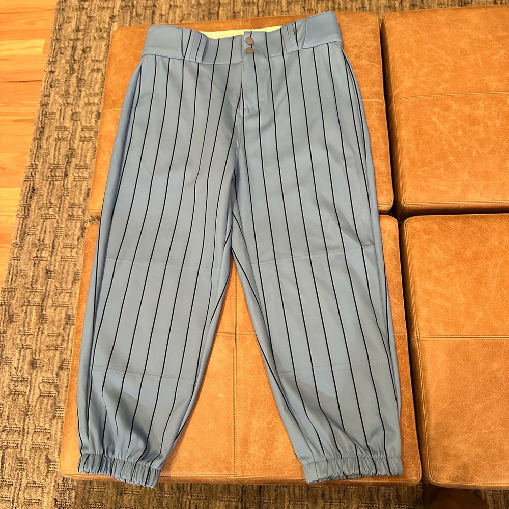 Light blue pin stripe softball pants